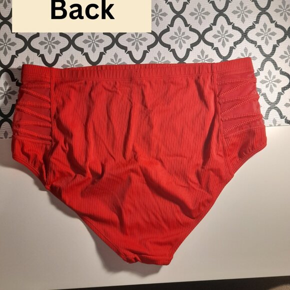 *BOGO FREE* TORRID Size 3 Red High Rise Lattice Side Swim Bottom - Picture 2 of 4
